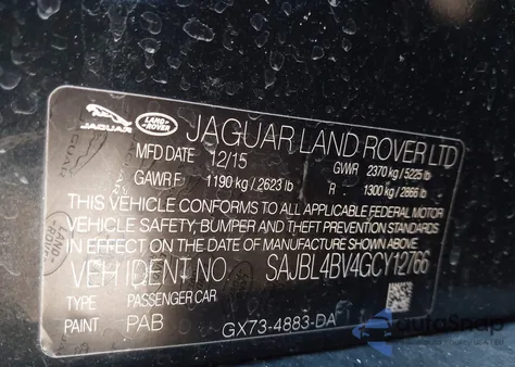 2016 Jaguar Xf 35T R-Sport from USA, damaged, VIN SAJBL4BV4GCY12766